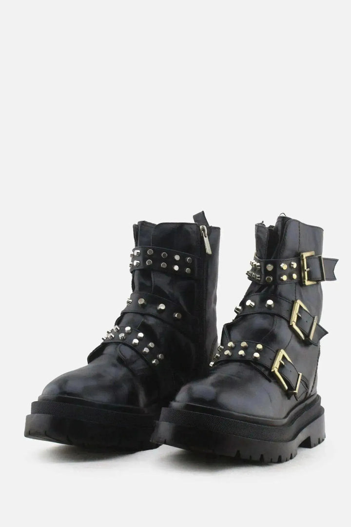 Stradivarius Zipper Biker Boots | 100% Authentic Leather - sundaybazar