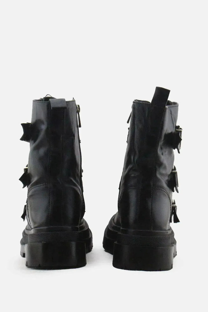 Stradivarius Zipper Biker Boots | 100% Authentic Leather - sundaybazar