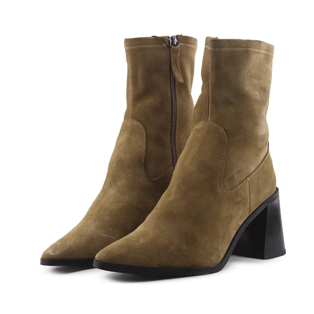 Zara Zipper Suede Ankle Boot