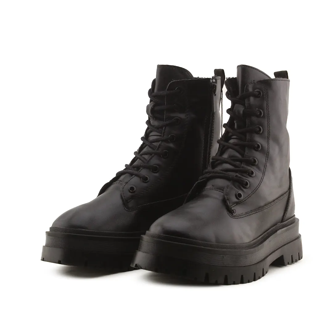 Stradivarius Zipper Lace Up Ankle Boots | 100% Authentic Leather