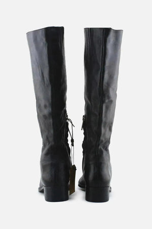 Zara Zipper Block Knee High Boots | 100% Authentic Leather - sundaybazar