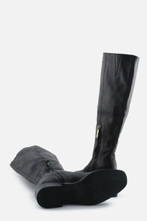 Zara Zipper Block Knee High Boots | 100% Authentic Leather - sundaybazar