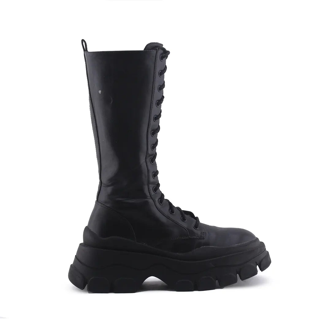 Pull & Bear Zipper Lace Up Ankle Boot | 100% Authentic Leather