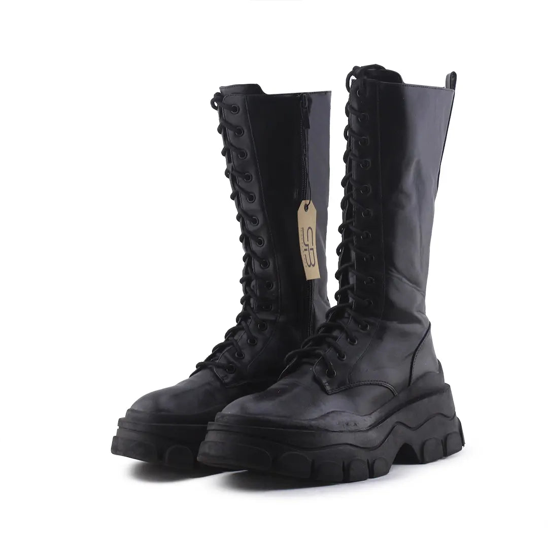 Pull & Bear Zipper Lace Up Ankle Boot | 100% Authentic Leather