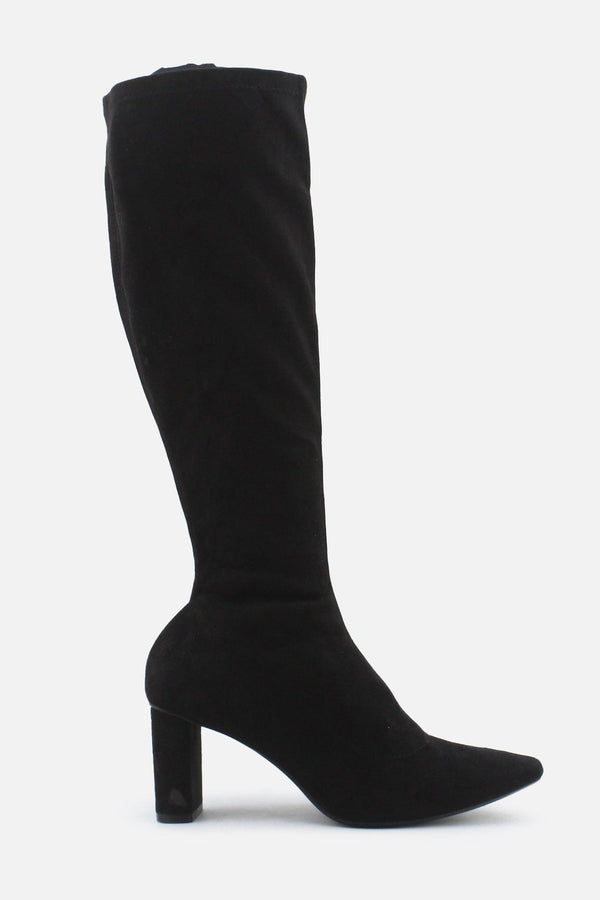 Zara Zipper Block Knee High Boots | Suede