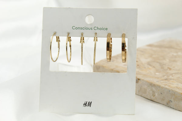 H & M Stainless Hoops 3 Pieces