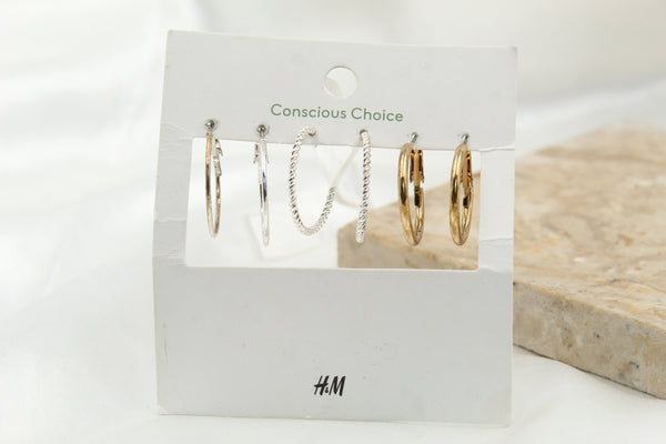 H & M Stainless Hoops 3 Pieces