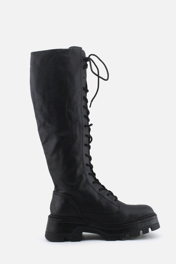 Zara Zipper Laces Combat Long Boots | 100% Authentic Leather