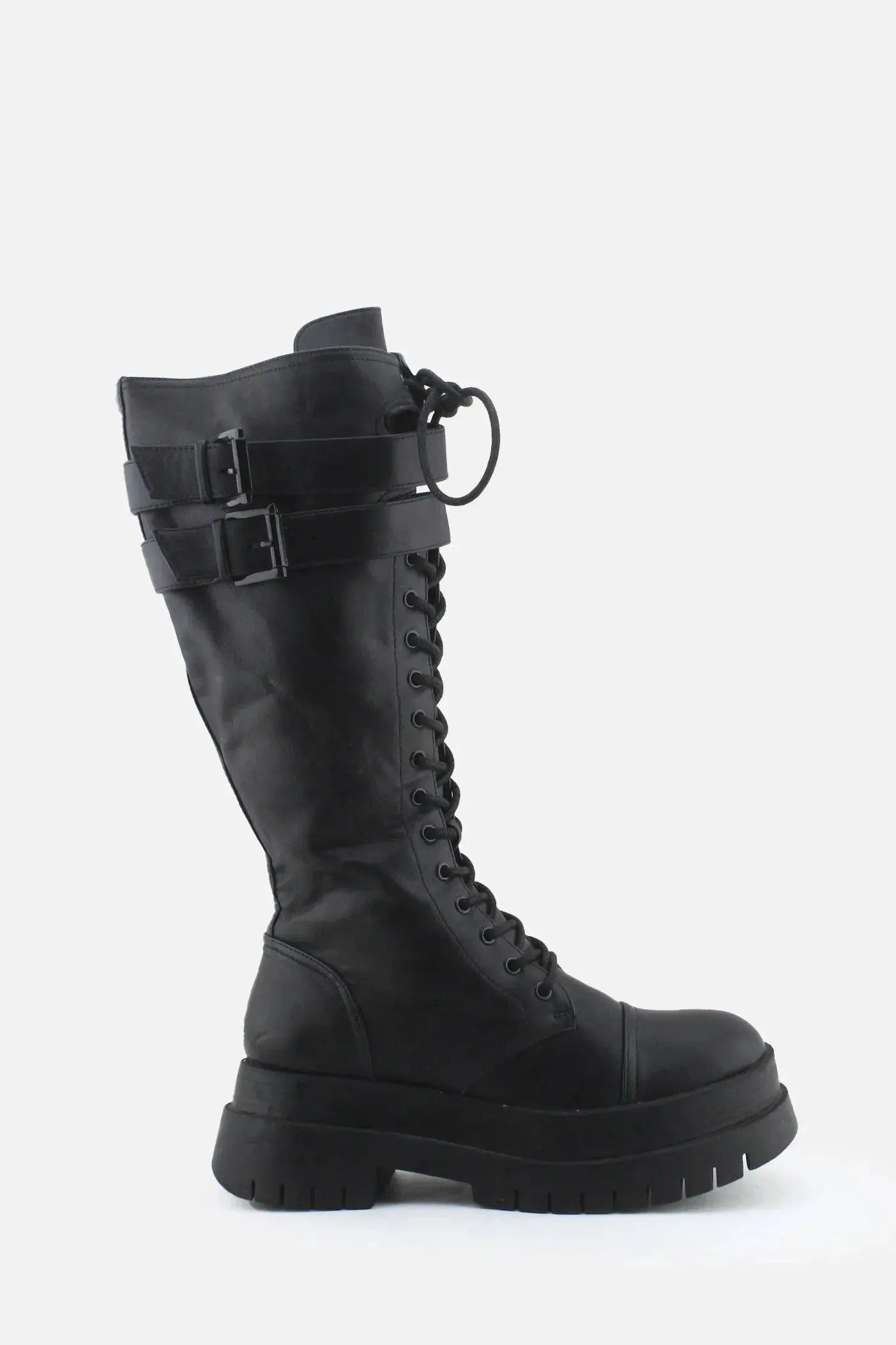 Bershka Zipper Laces Buckle Straps Knee High Boot | 100% Authentic Leather