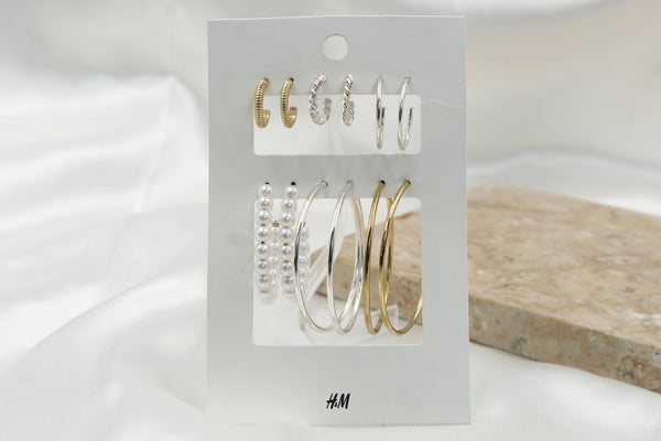 H & M Stainless Hoops 6 Pieces