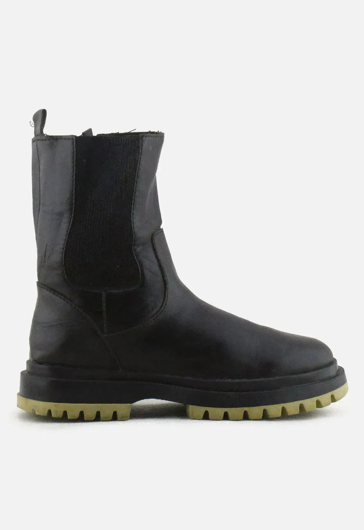 Zara Zipper Stretchable Combat Ankle Boots | 100% Authentic Leather - sundaybazar