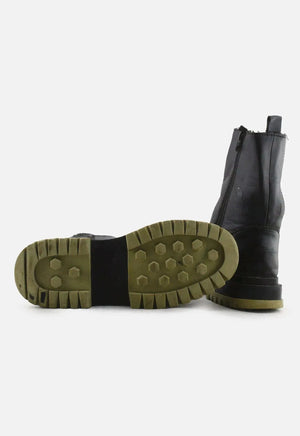 Zara Zipper Stretchable Combat Ankle Boots | 100% Authentic Leather - sundaybazar