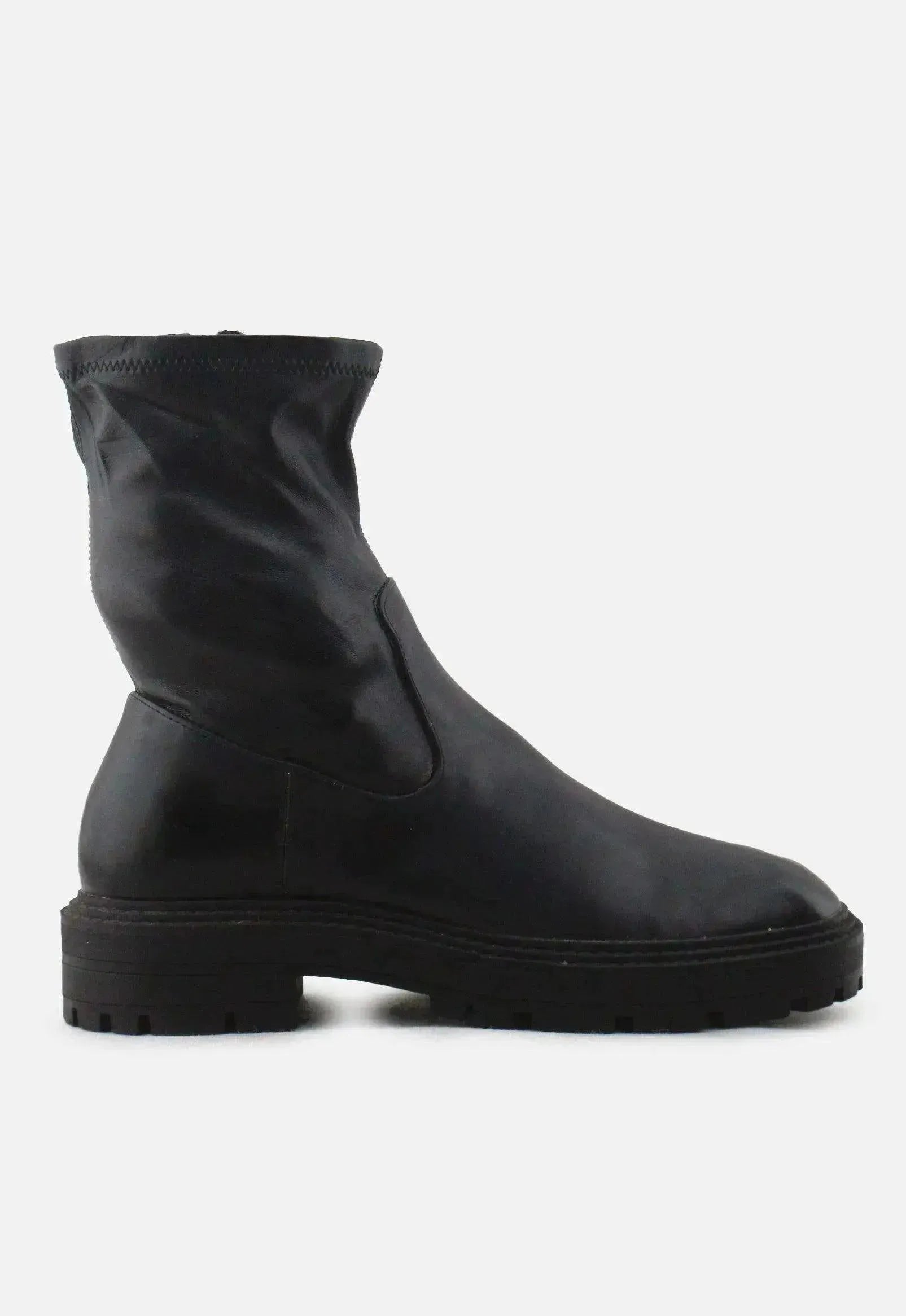 Zara Zipper Block Ankle Boots | 100% Authentic Leather - sundaybazar