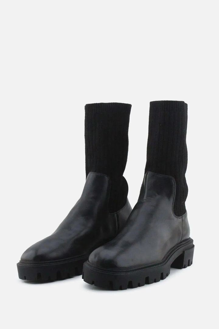 Zara Stretchable Combat Ankle Boots | 100% Authentic Leather - sundaybazar