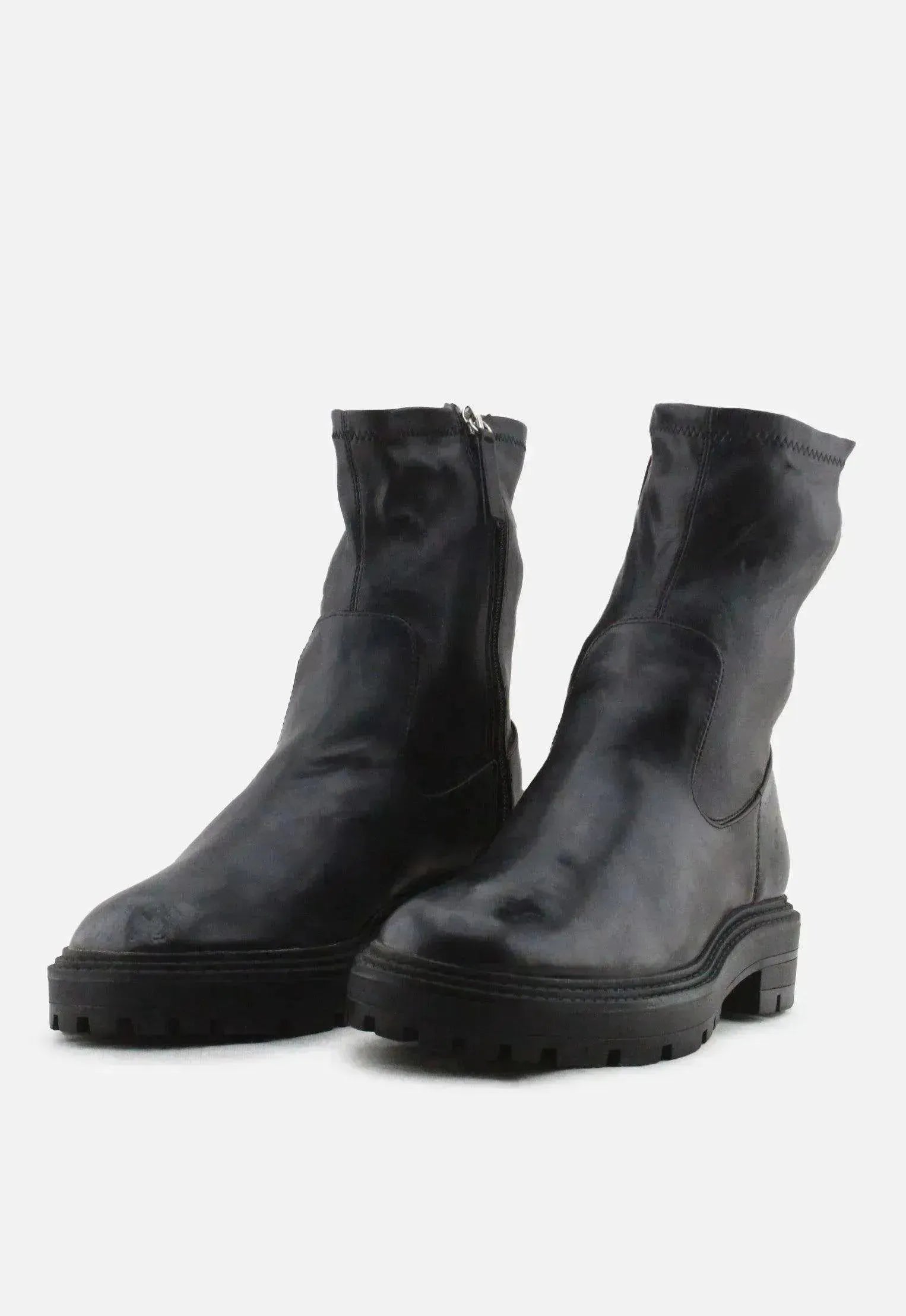 Zara Zipper Block Ankle Boots | 100% Authentic Leather - sundaybazar