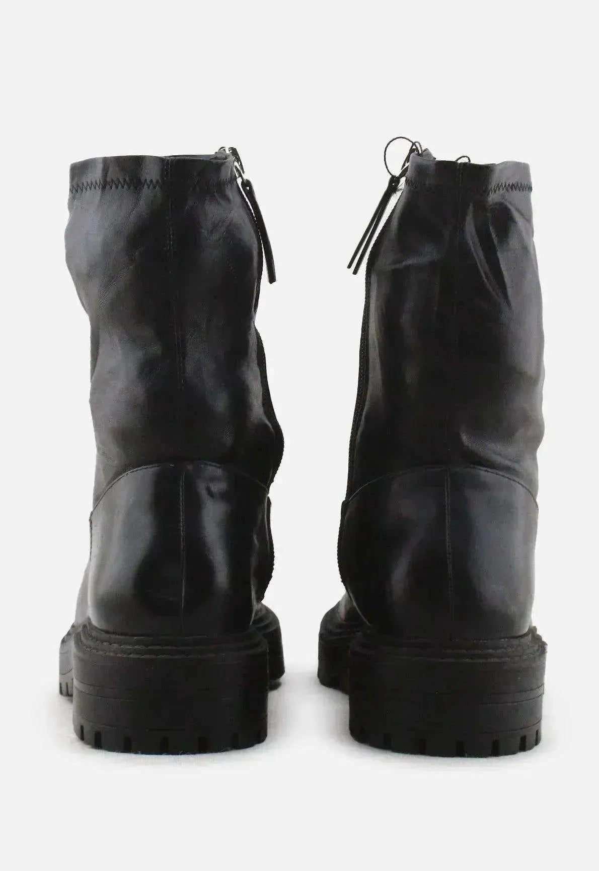 Zara Zipper Block Ankle Boots | 100% Authentic Leather - sundaybazar