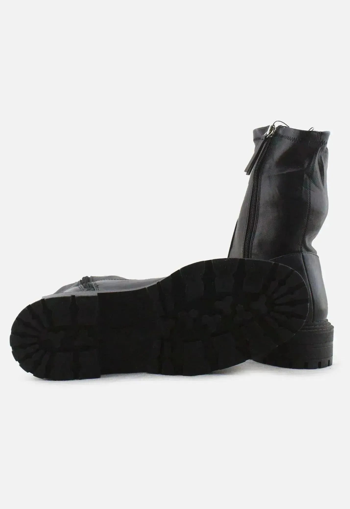 Zara Zipper Block Ankle Boots | 100% Authentic Leather - sundaybazar