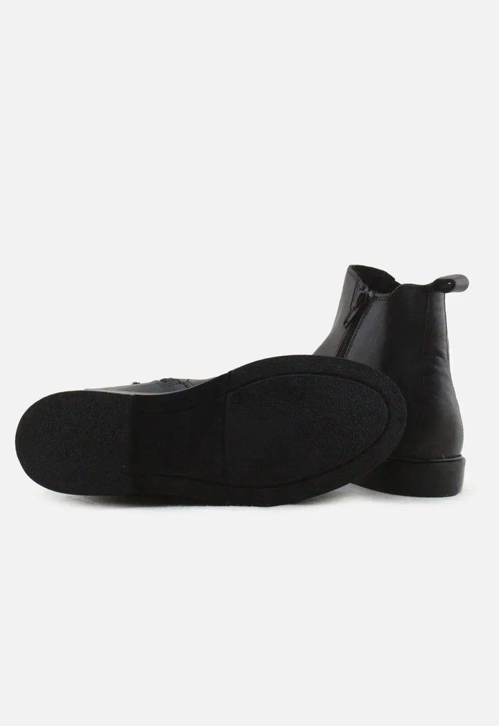 Zara Zipper Stretchable Chelsea Ankle Boots | 100% Authentic Leather - sundaybazar
