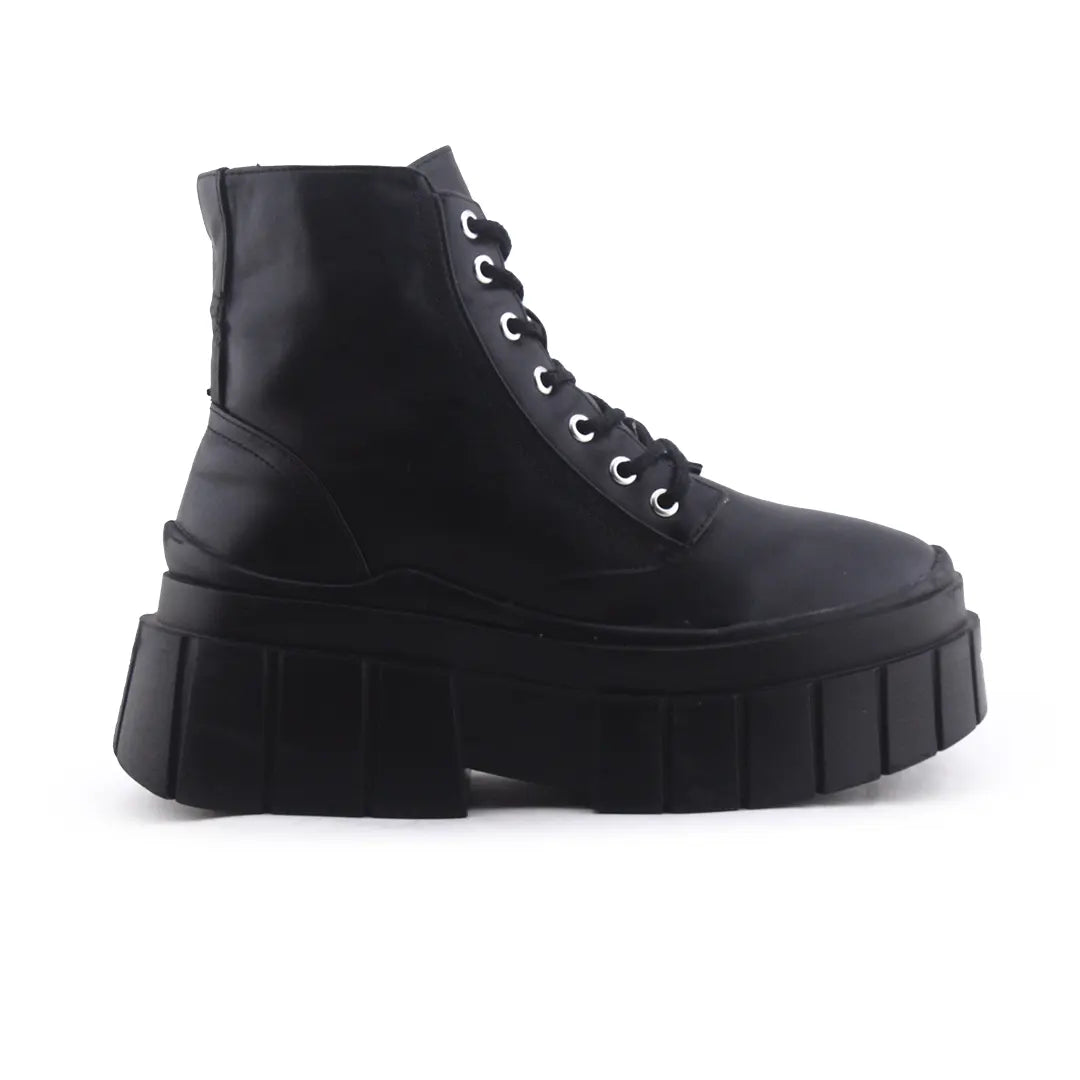 Bershka Zipper Lace Up Ankle Boot | 100% Authentic Leather