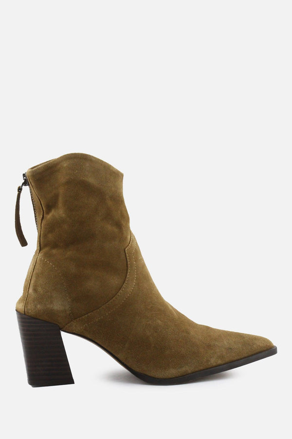 Zara Zipper Block Ankle Boots | Suede