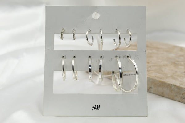 H & M Stainless Hoops 6 Pieces