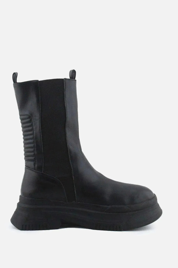 Pull & Bear Stretchable Combat Ankle Boots | 100% Authentic Leather - sundaybazar