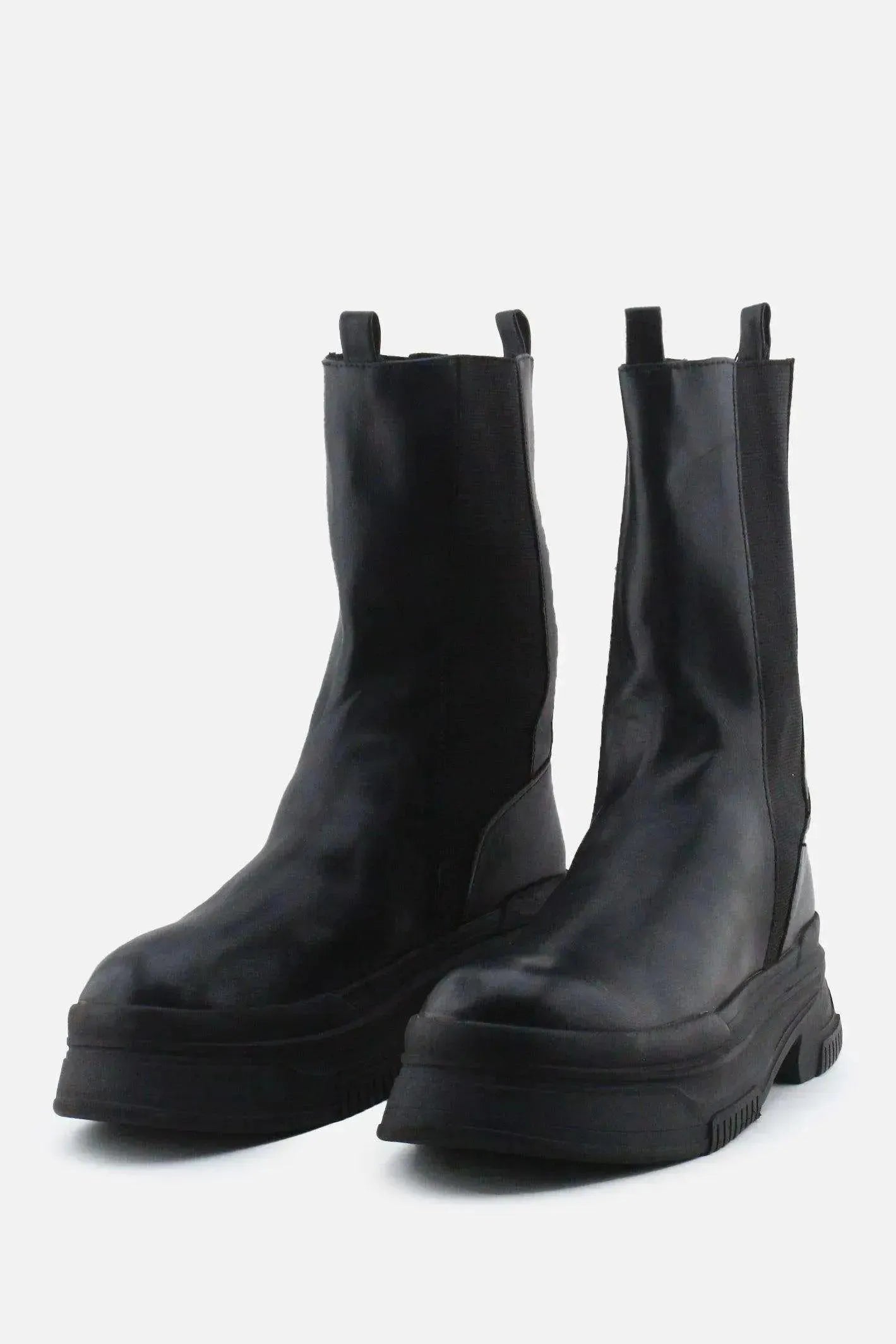 Pull & Bear Stretchable Combat Ankle Boots | 100% Authentic Leather - sundaybazar