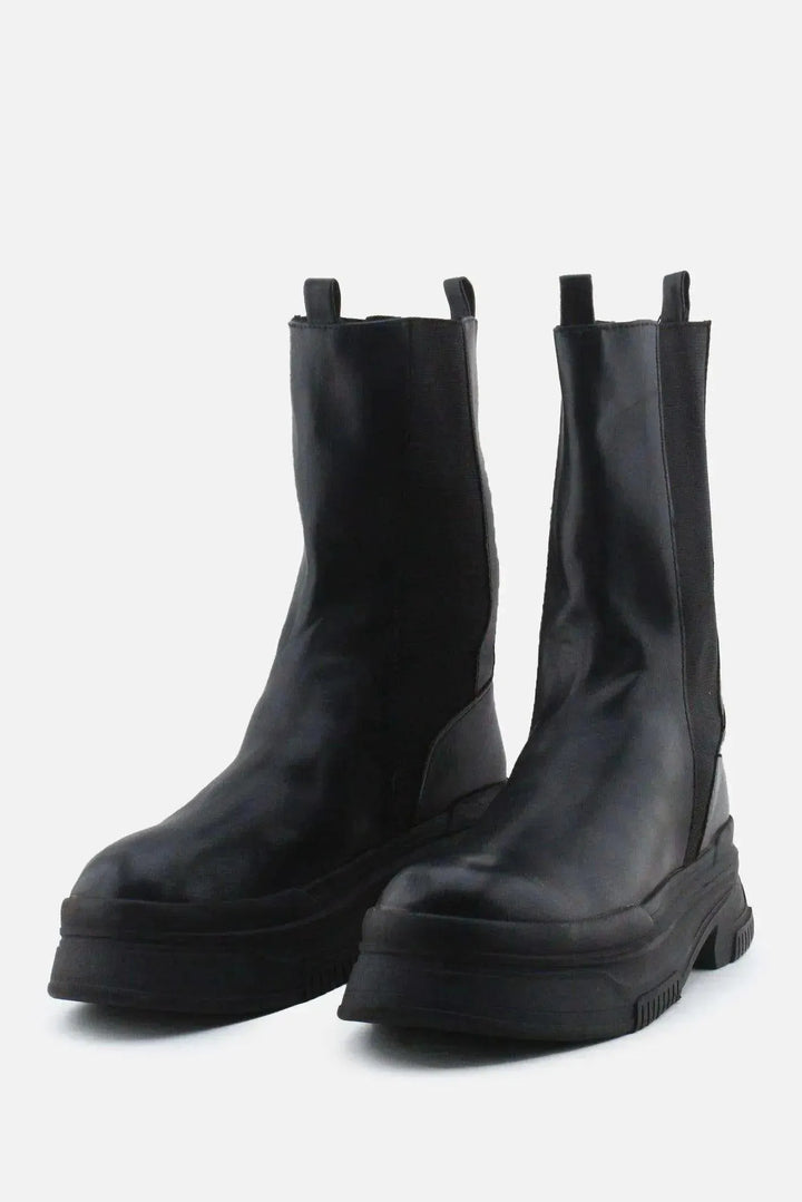 Pull & Bear Stretchable Combat Ankle Boots | 100% Authentic Leather - sundaybazar