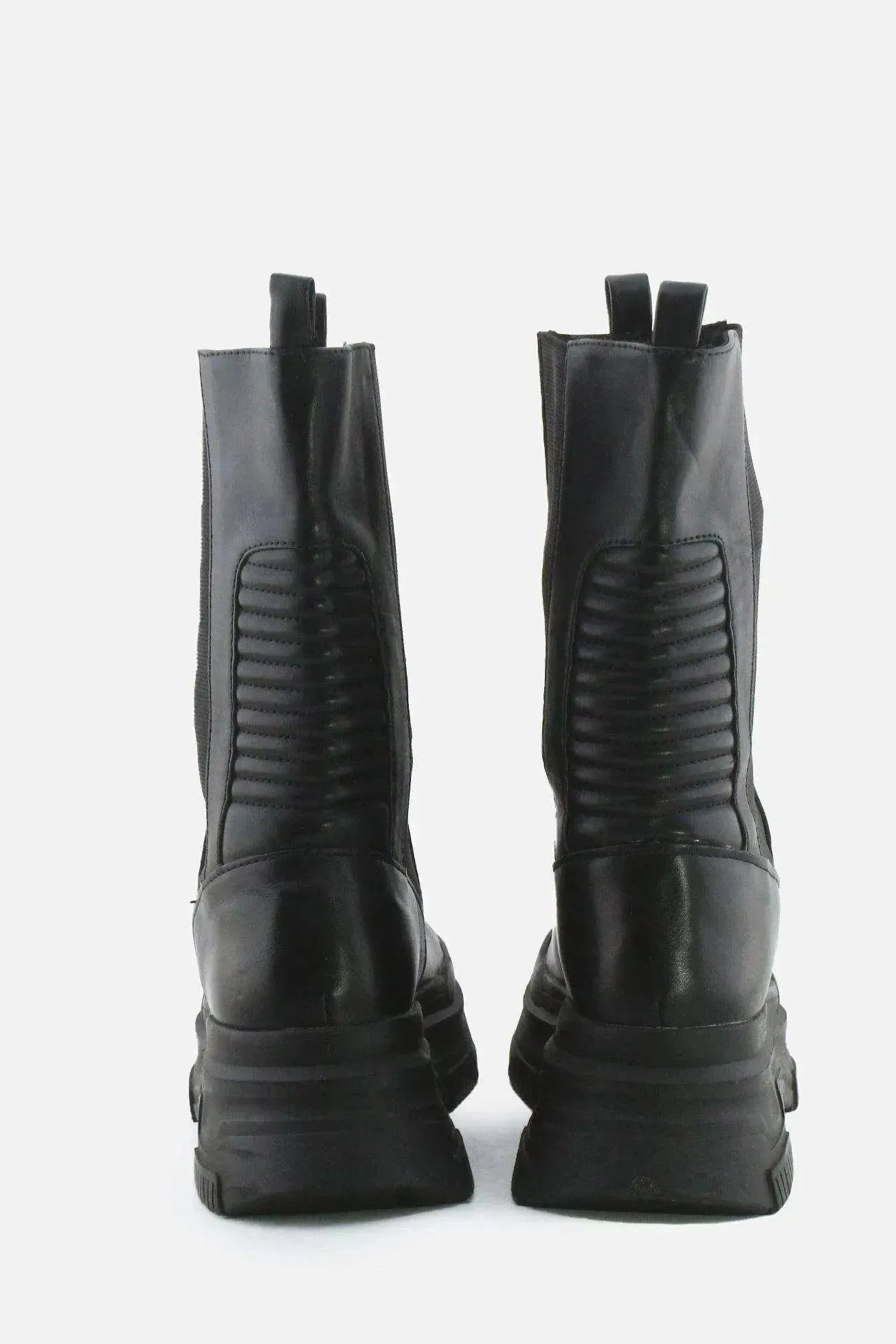 Pull & Bear Stretchable Combat Ankle Boots | 100% Authentic Leather - sundaybazar