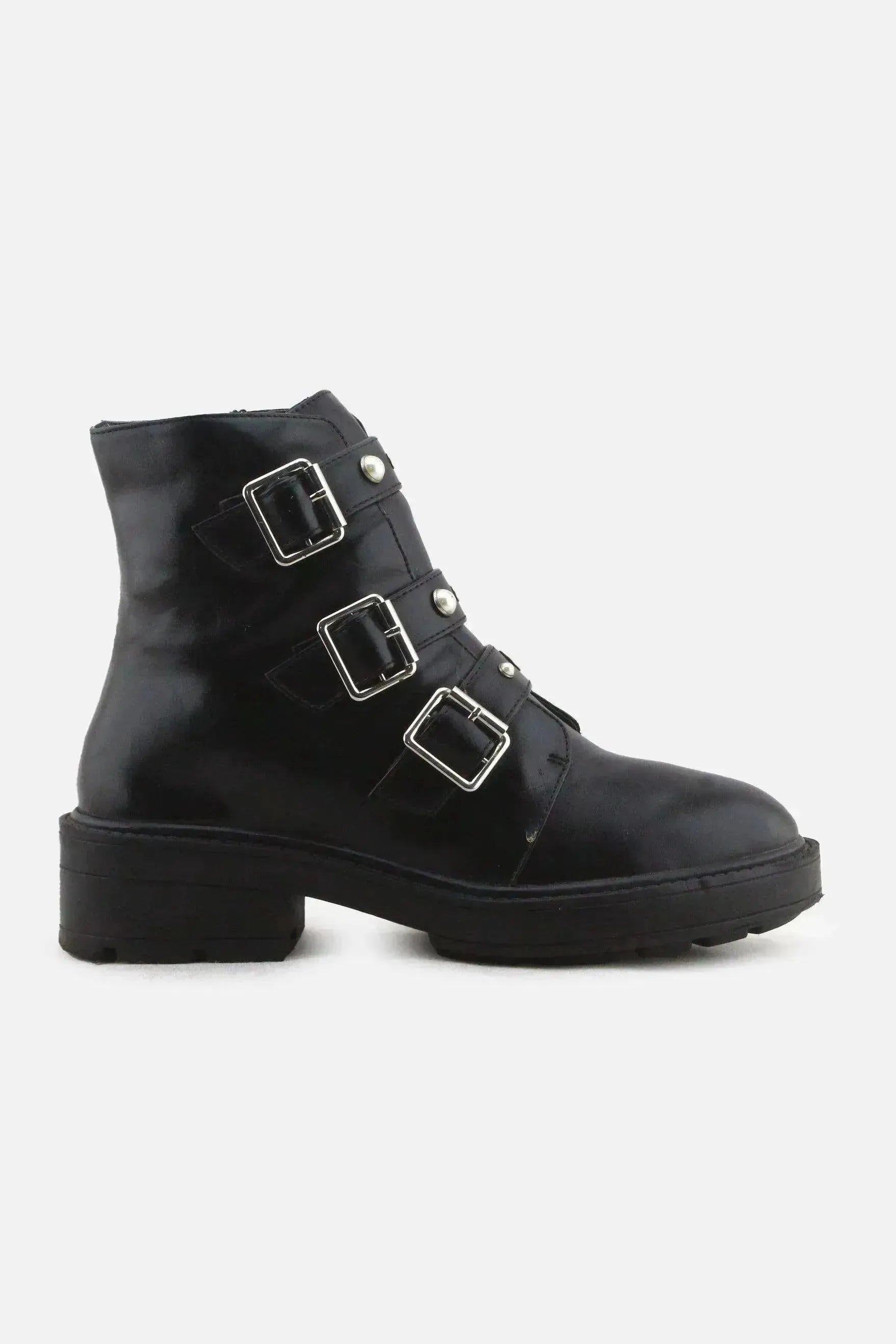 Pull & Bear Zipper Buckle Straps Chelsea Ankle Boots | 100% Authentic Leather - sundaybazar