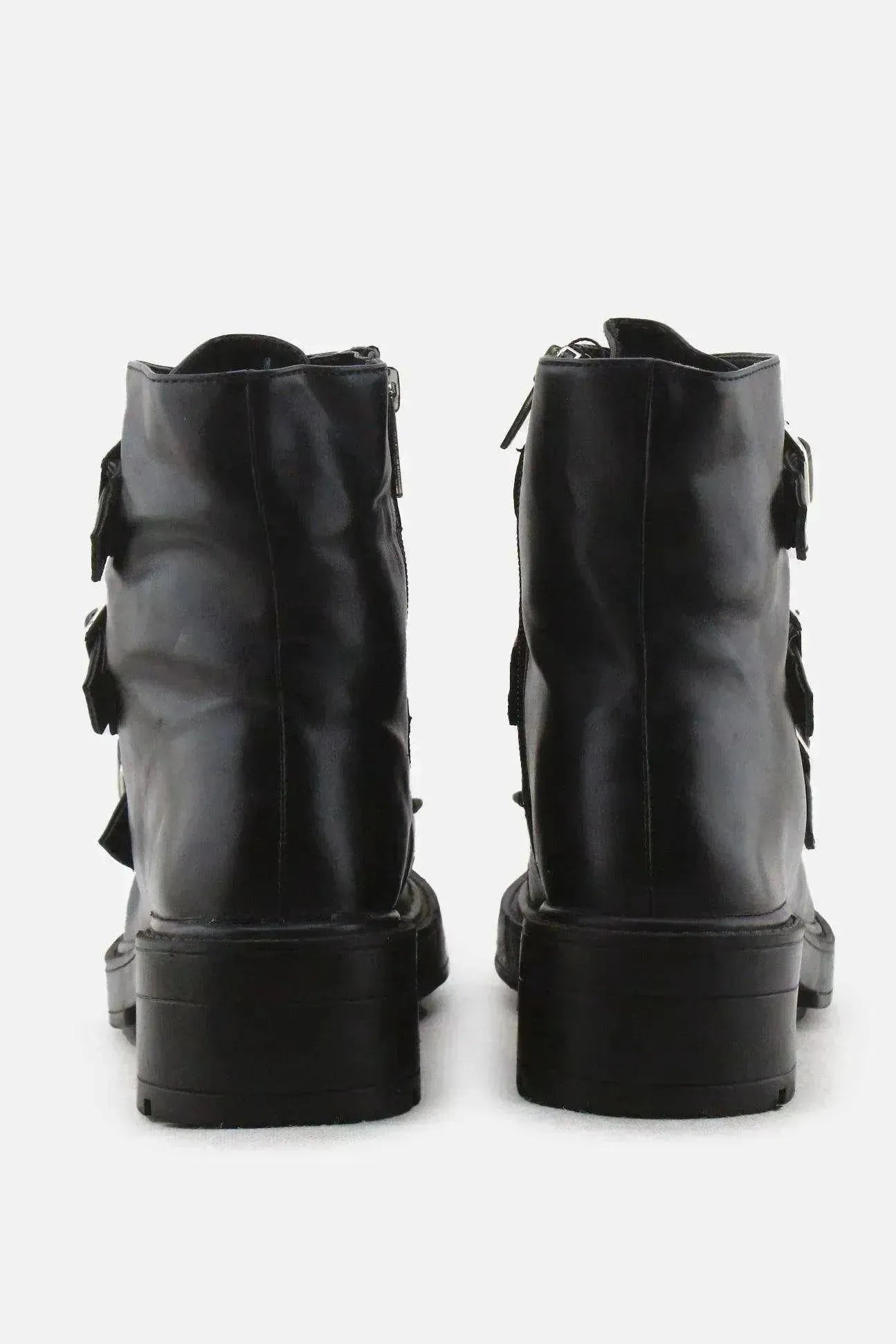 Pull & Bear Zipper Buckle Straps Chelsea Ankle Boots | 100% Authentic Leather - sundaybazar