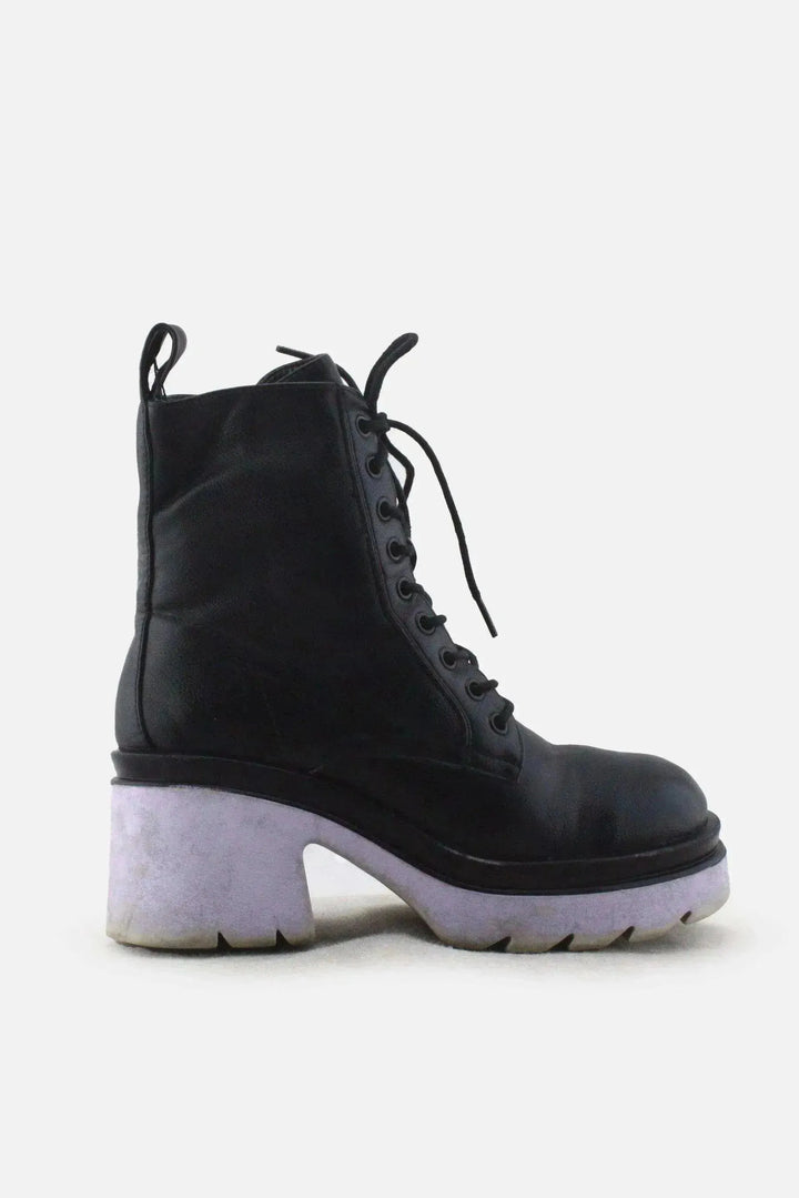 I Love DeeZee Zipper Laces Block Ankle Boots |100% Authentic Leather - sundaybazar