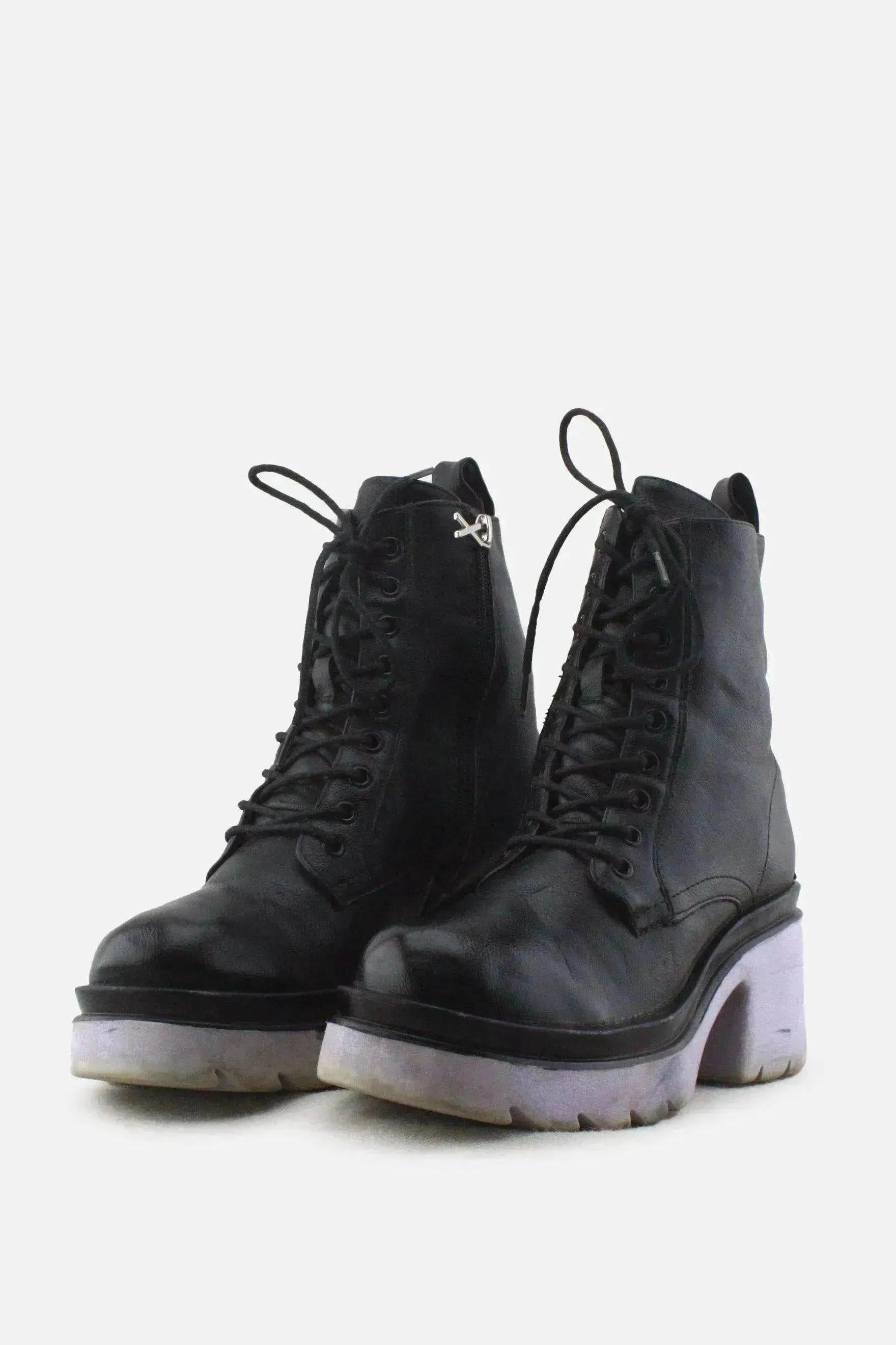 I Love DeeZee Zipper Laces Block Ankle Boots |100% Authentic Leather - sundaybazar