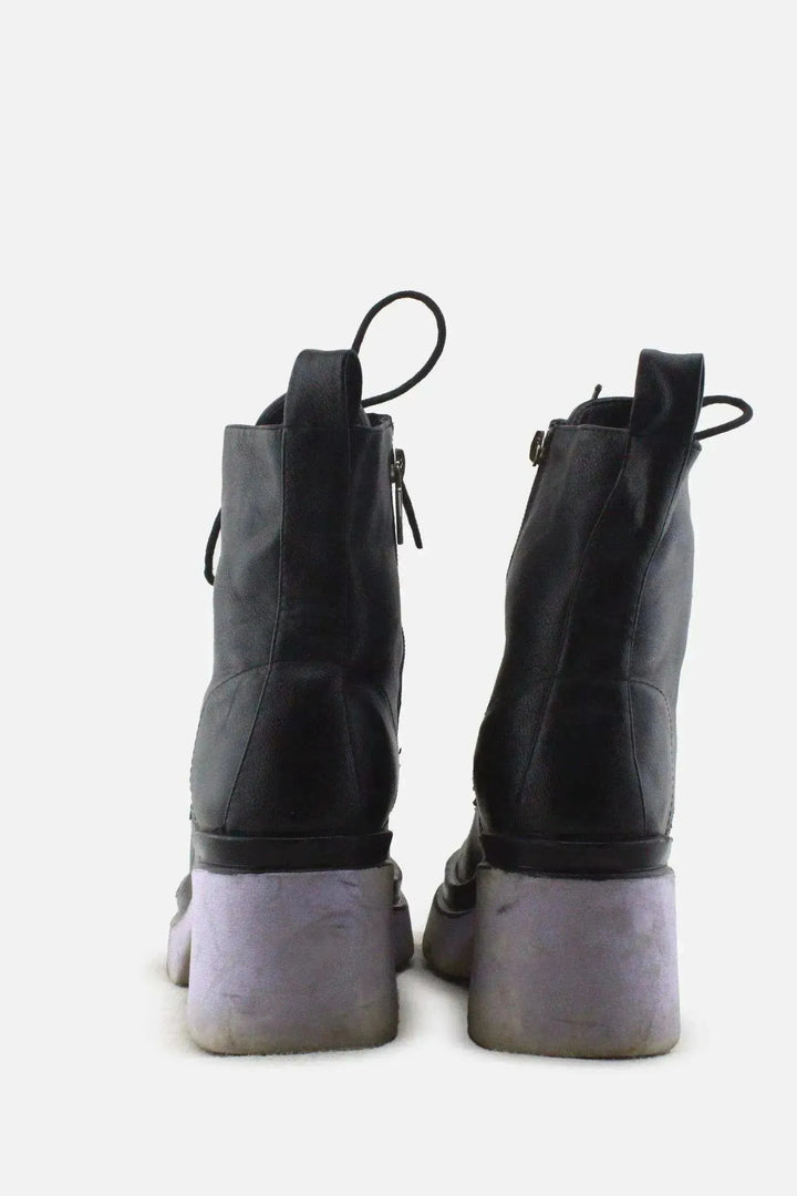 I Love DeeZee Zipper Laces Block Ankle Boots |100% Authentic Leather - sundaybazar