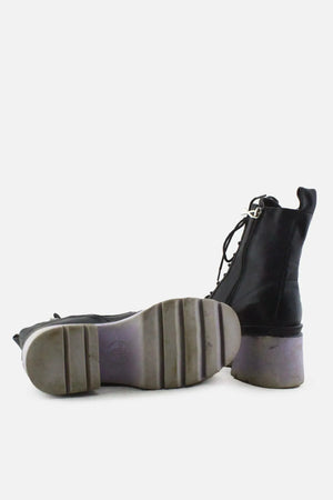 I Love DeeZee Zipper Laces Block Ankle Boots |100% Authentic Leather - sundaybazar