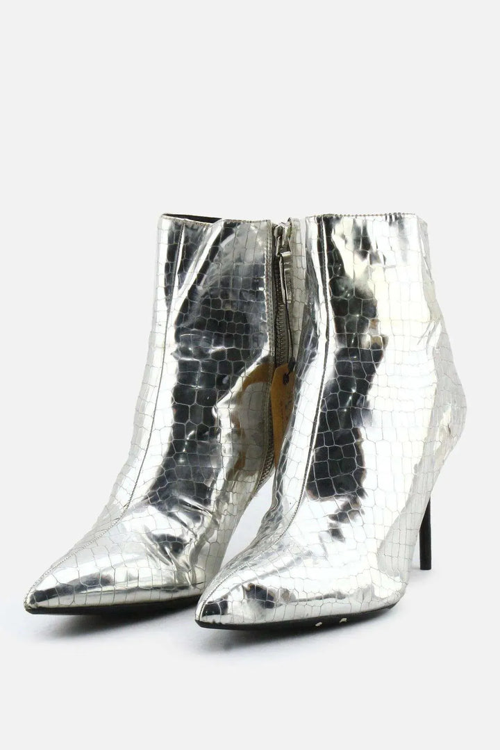 Bershka Zipper Stilettos Ankle Boots | 100% Synthetic Leather - sundaybazar