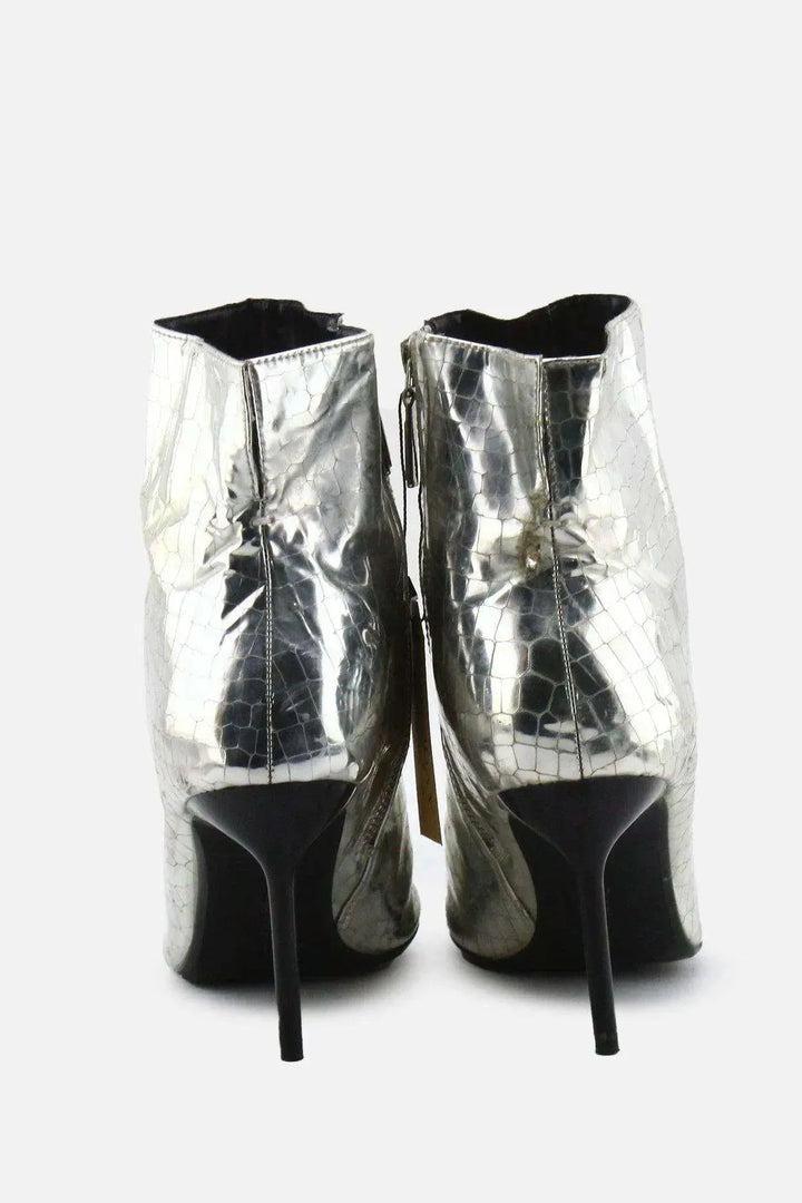 Bershka Zipper Stilettos Ankle Boots | 100% Synthetic Leather - sundaybazar