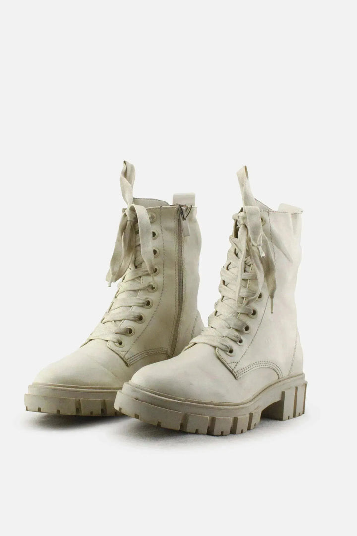 Stradivarius Zipper Laces Combat Ankle Boots |100% Authentic Leather - sundaybazar