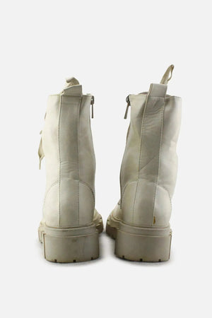 Stradivarius Zipper Laces Combat Ankle Boots |100% Authentic Leather - sundaybazar