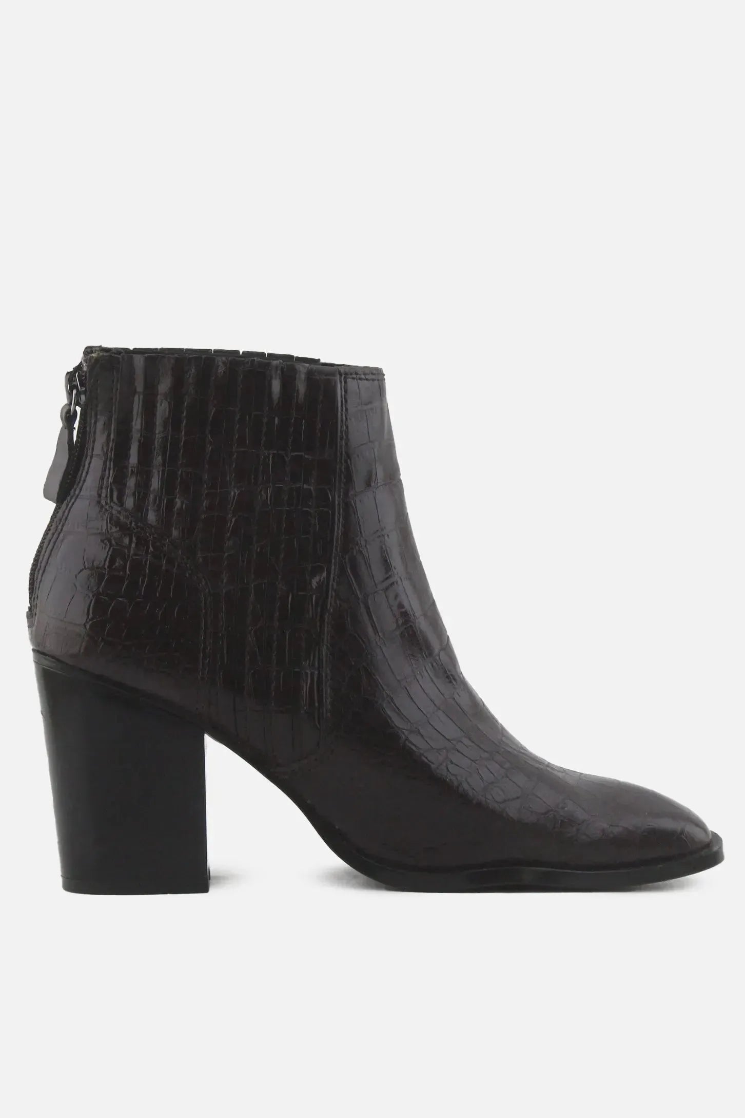 Zara Zipper Stretchable Block Ankle Boots | 100% Authentic Leather