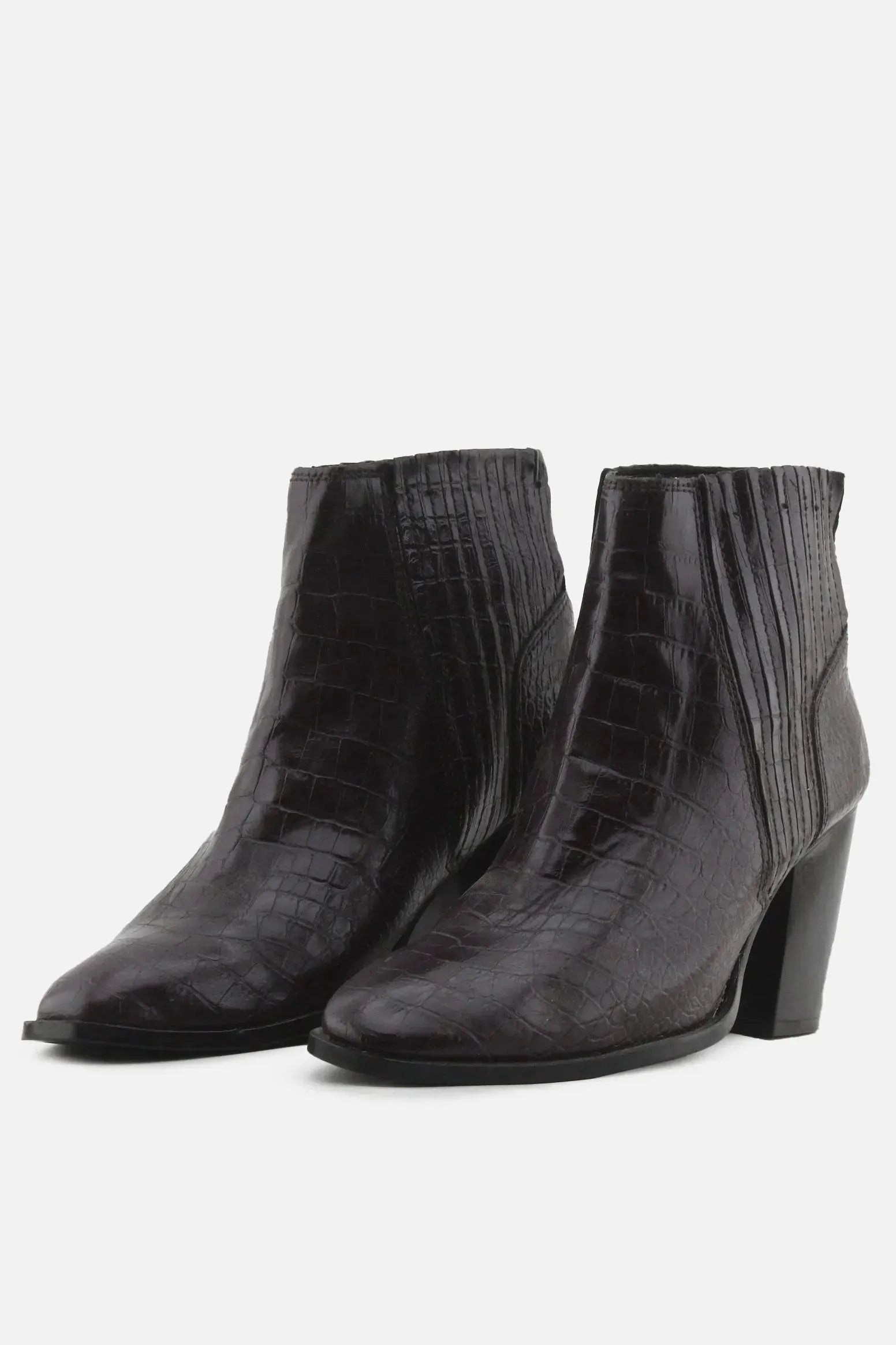 Zara Zipper Stretchable Block Ankle Boots | 100% Authentic Leather
