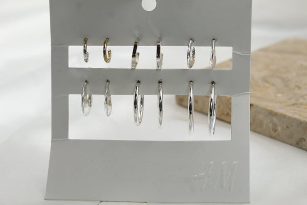 H & M Stainless Hoops 6 Pieces