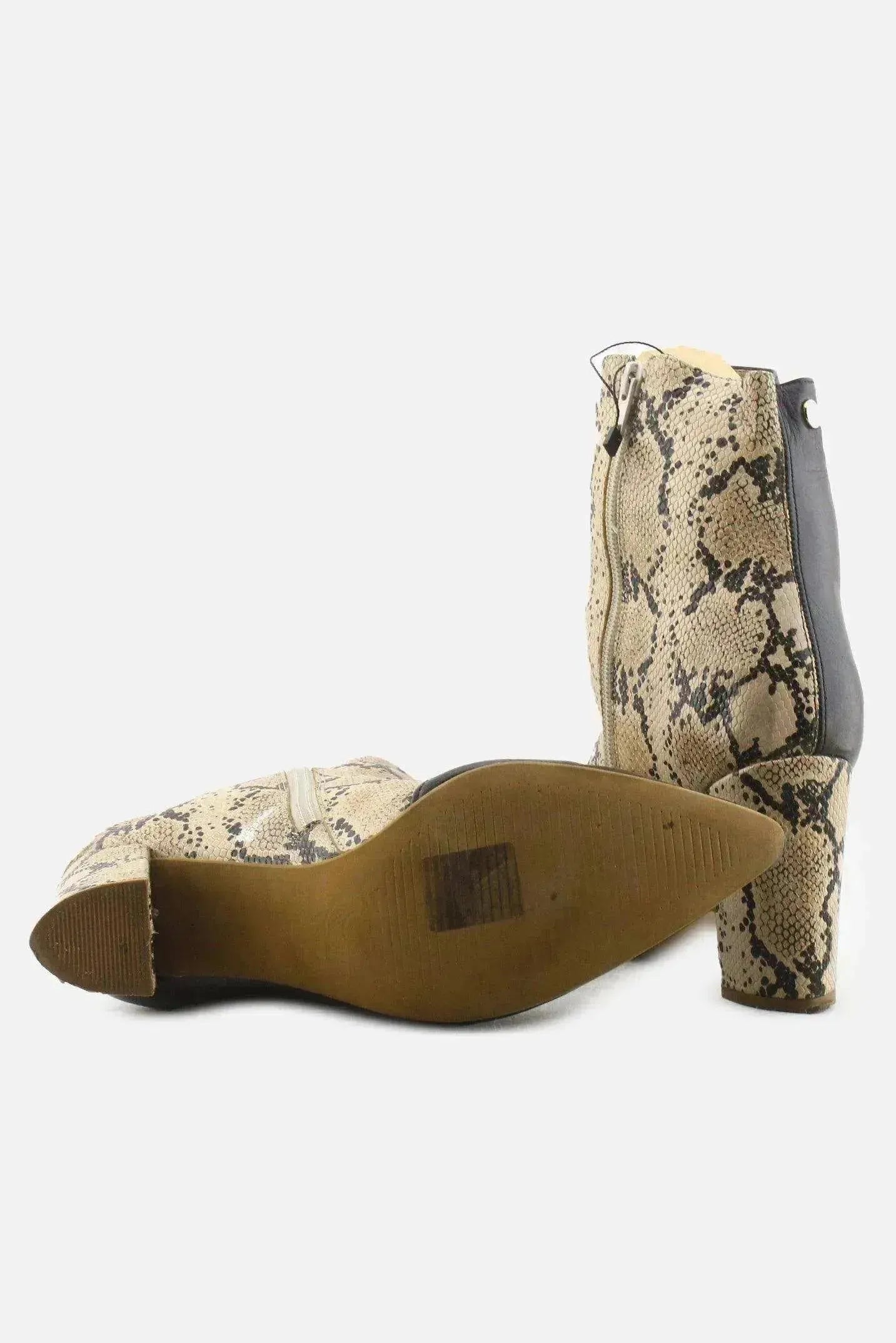 European Brand Zipper Block Heels Ankle Boots | 100% Authentic Leather - sundaybazar