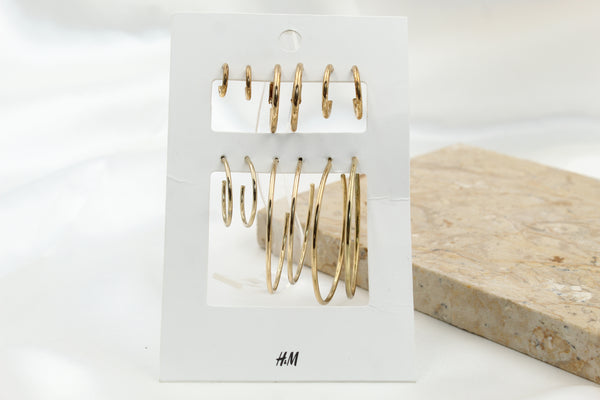 H & M Stainless Hoops 6 Pieces