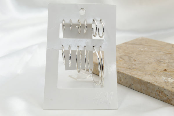 H & M Stainless Hoops 6 Pieces