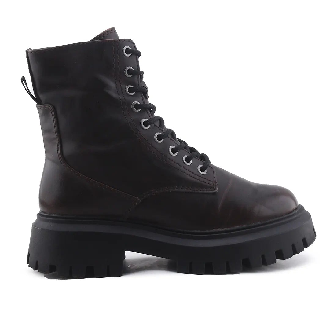 Stradivarius Zipper Lace Up Ankle Boot | 100% Authentic Leather