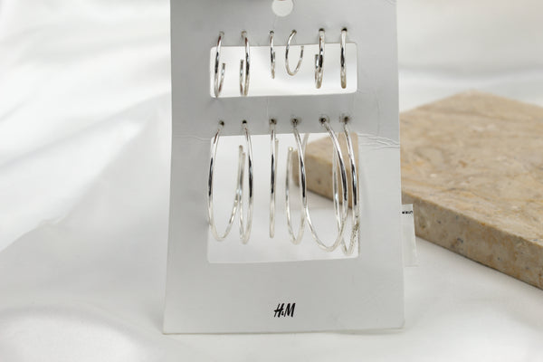 H & M Stainless Hoops 6 Pieces