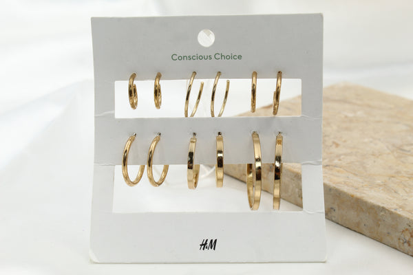 H & M Stainless Hoops 6 Pieces