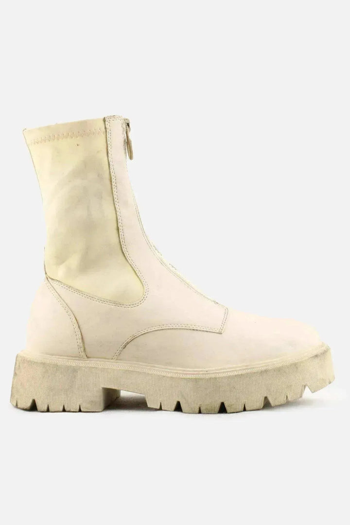 Bershka Zipper Stretchable Ankle Boots | 100% Authentic Leather - sundaybazar