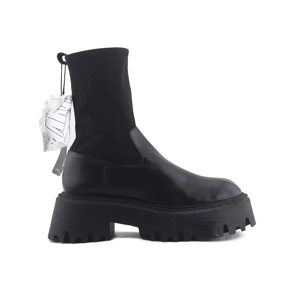 Zara Zipper Stretchable Ankle Boot | 100% Authentic Leather